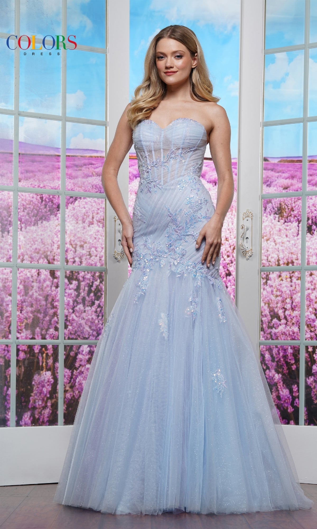 Embroidered Mermaid Prom Dress: Colors Dress 3529