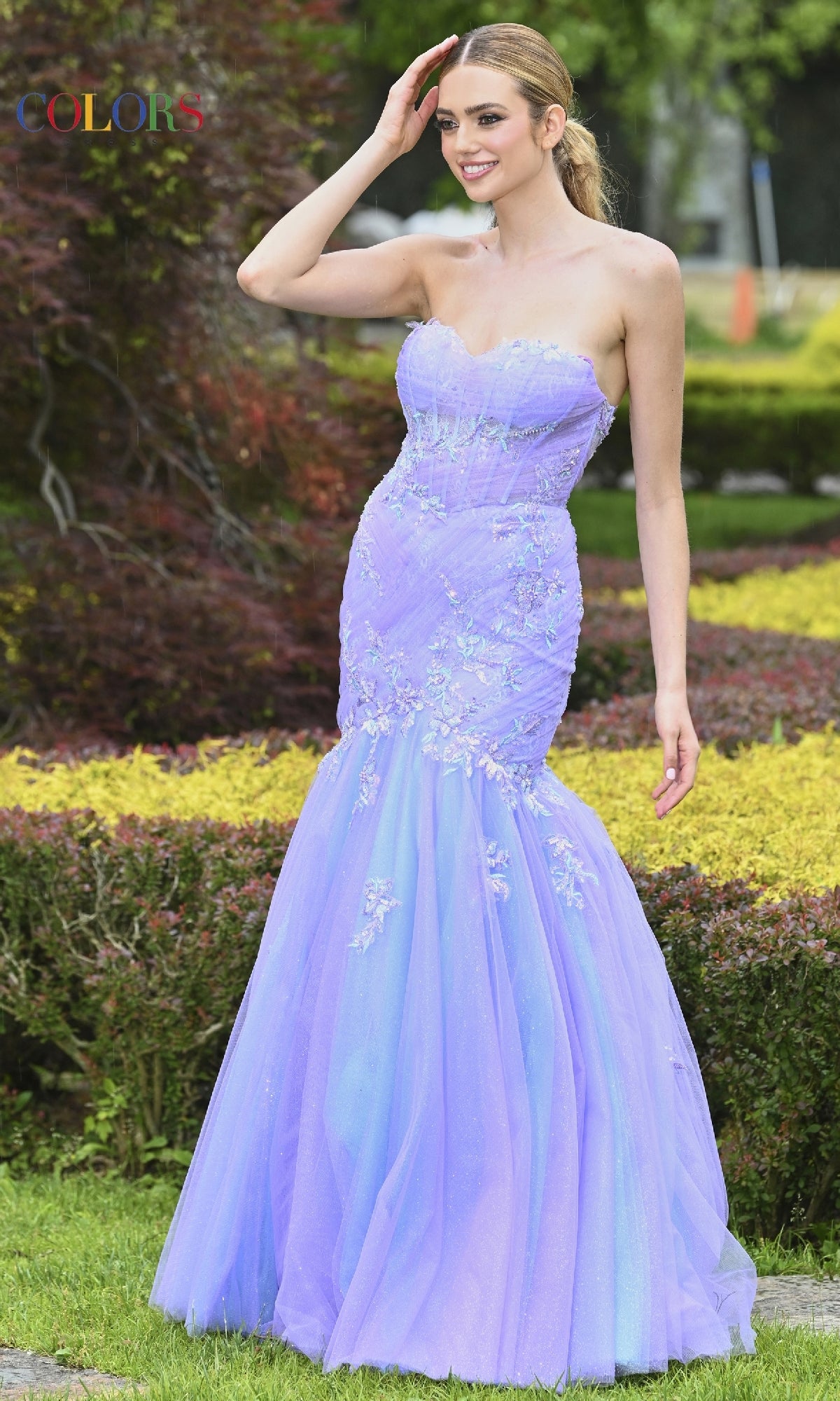 Embroidered Mermaid Prom Dress: Colors Dress 3529