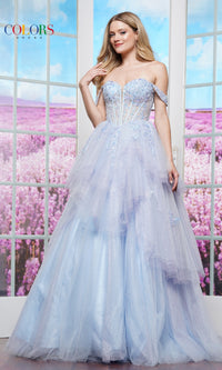 Multi-Color Glitter Tulle Prom Ball Gown: Colors Dress 3534