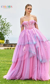 Multi-Color Glitter Tulle Prom Ball Gown: Colors Dress 3534