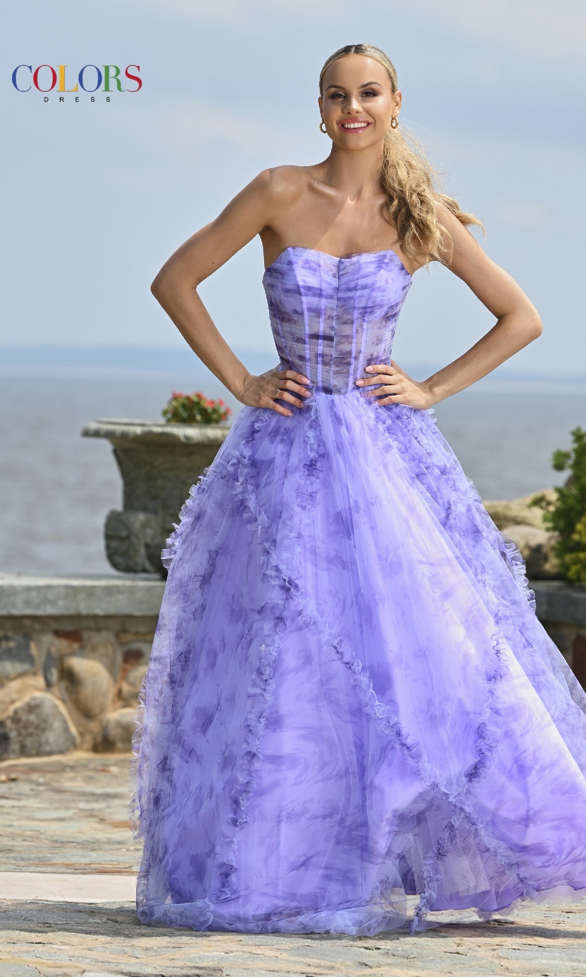 Floral-Print Prom Ball Gown: Colors Dress 3546