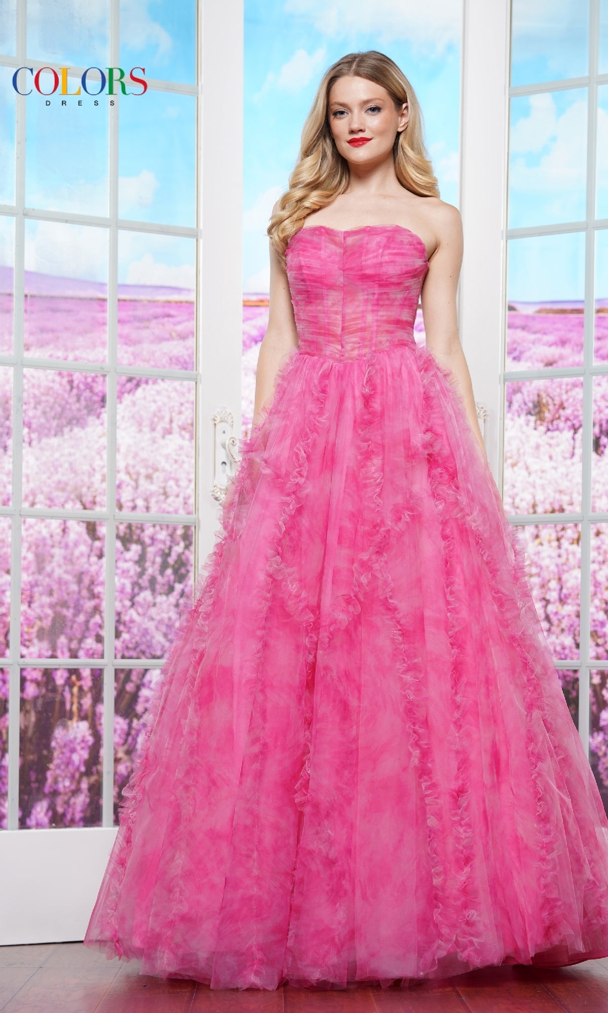 Floral-Print Prom Ball Gown: Colors Dress 3546