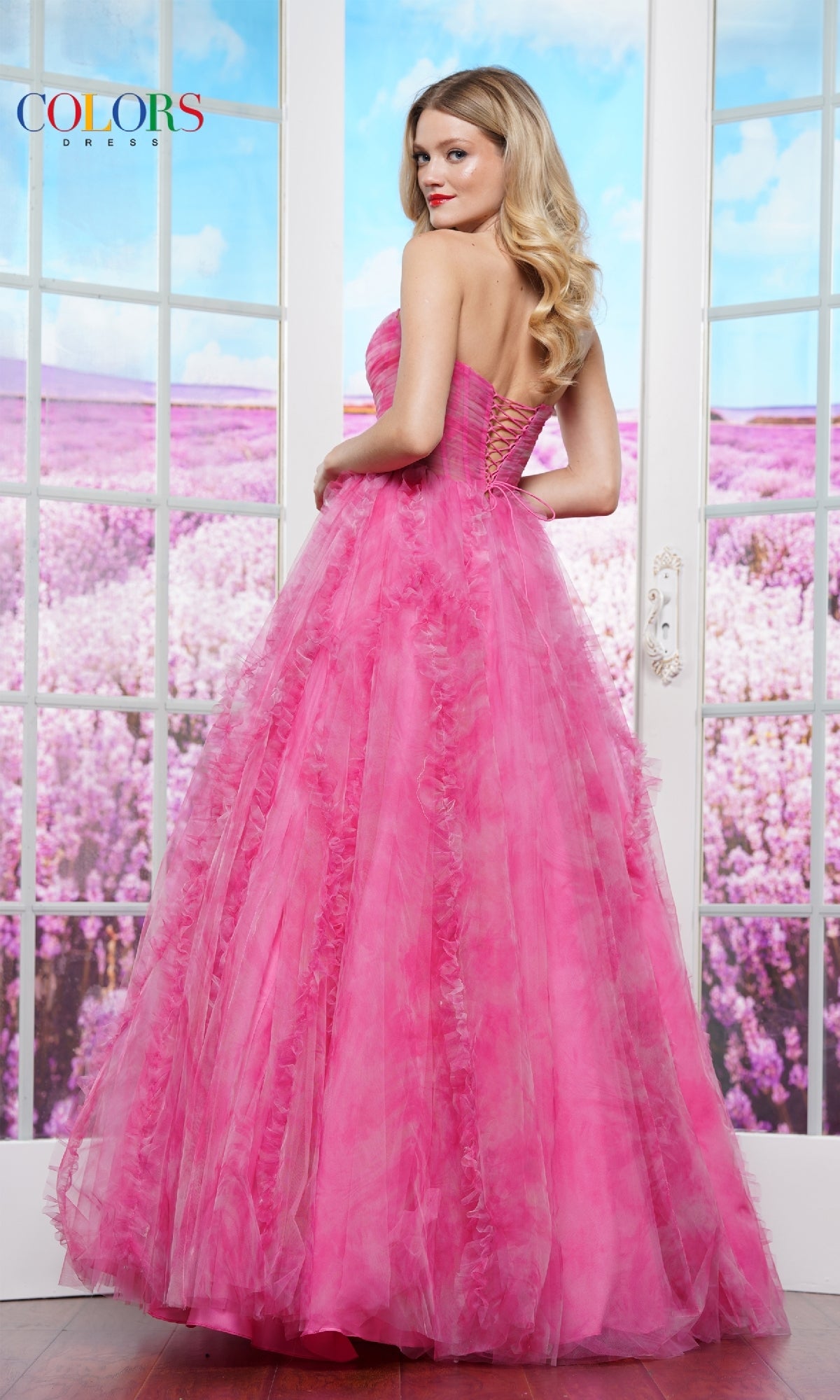 Floral-Print Prom Ball Gown: Colors Dress 3546