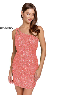 One-Shoulder Short Sequin Homecoming Dress 3573