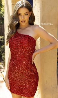 One-Shoulder Short Sequin Homecoming Dress 3573