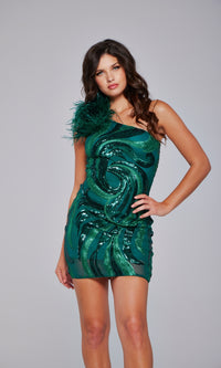 Jovani Feather Short Sequin Homecoming Dress 36713