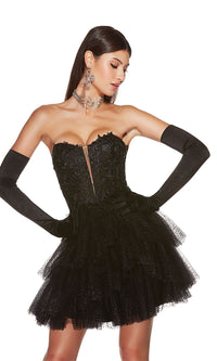 Alyce Strapless Short Black Homecoming Dress 3766