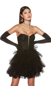 Alyce Strapless Short Black Homecoming Dress 3766