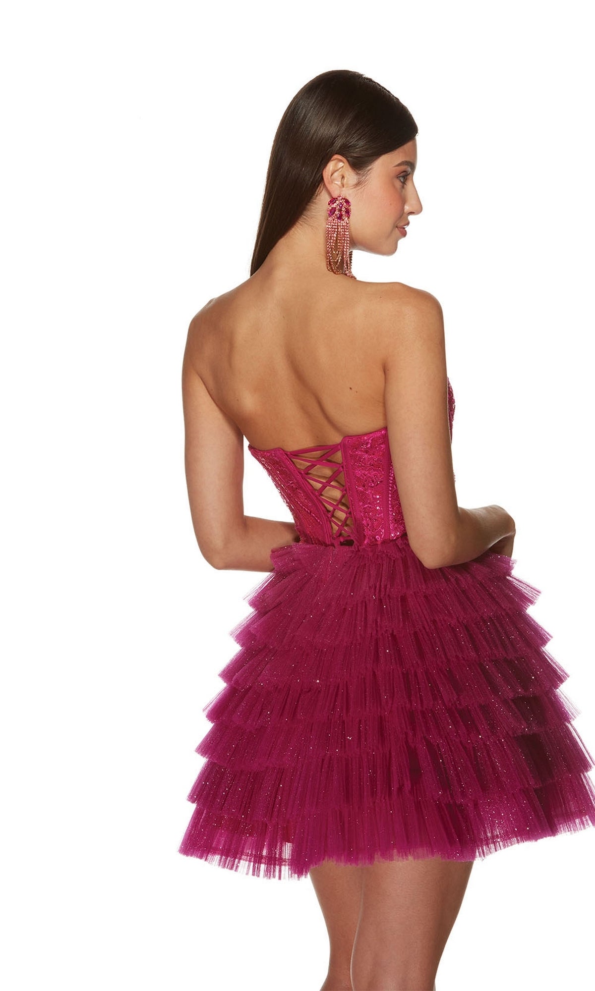 Alyce Short Strapless Tiered Homecoming Dress 3767