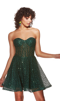 Alyce Strapless Short Sequin Hoco Dress 3776