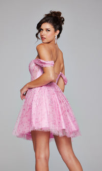 Jovani Off-Shoulder Short Pink Hoco Dress 38000