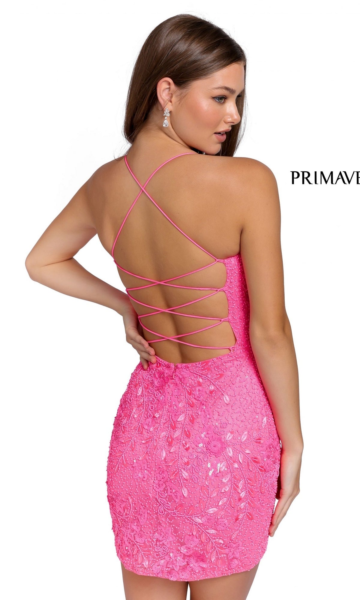 Strappy Sequin Dress - Party Pink