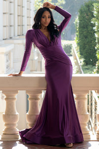 Long Sleeve Sleek Long Formal Dress 381