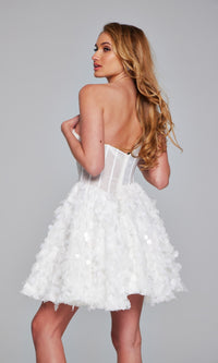 Jovani Strapless Short White Hoco Dress 38248