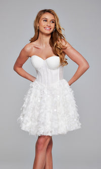 Jovani Strapless Short White Hoco Dress 38248