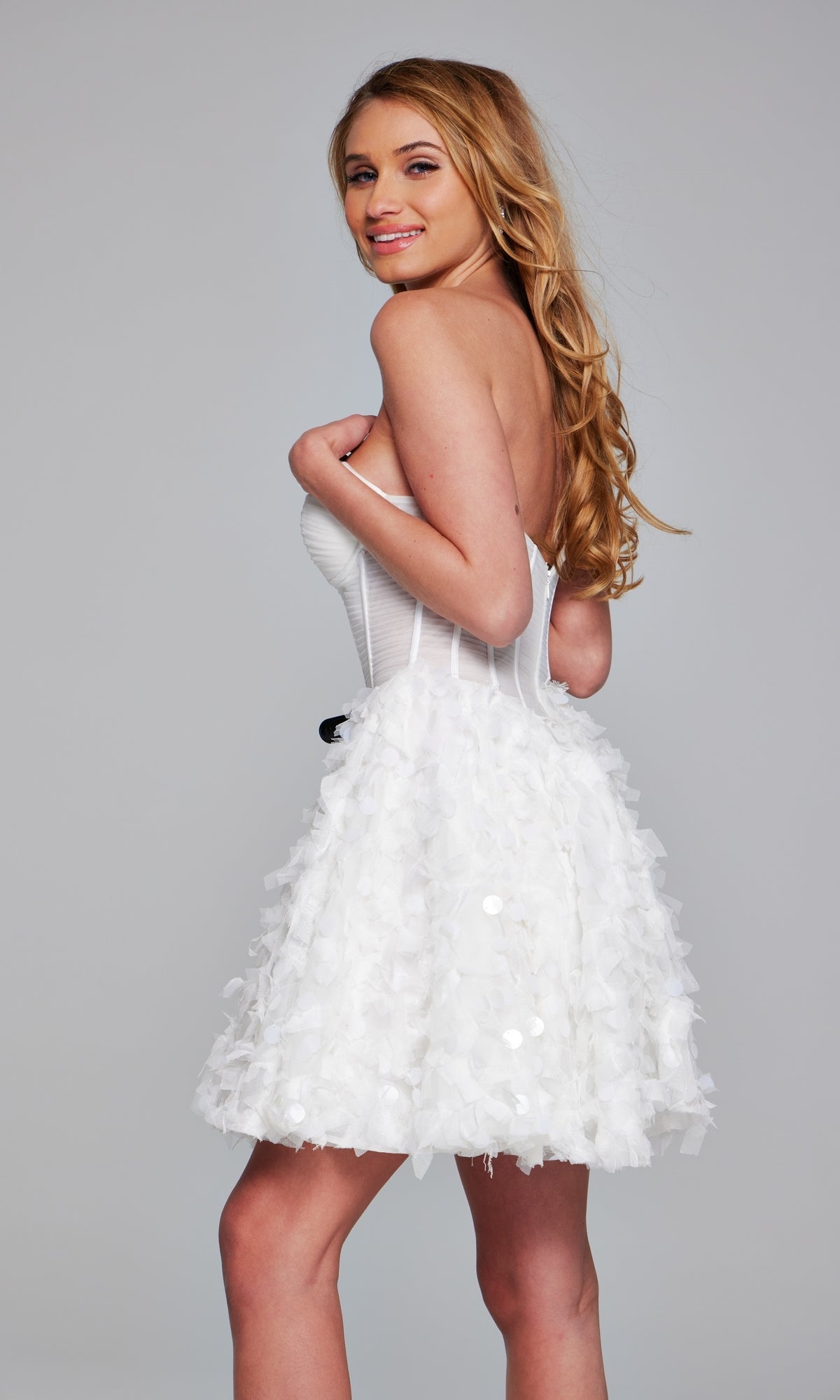 Jovani Strapless Short White Hoco Dress 38248