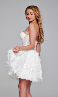 Jovani Strapless Short White Hoco Dress 38248