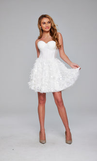 Jovani Strapless Short White Hoco Dress 38248