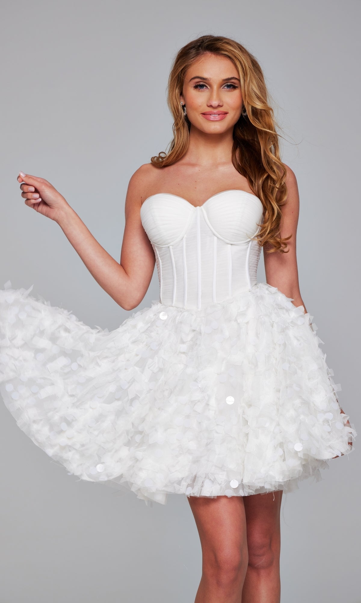 Jovani Strapless Short White Hoco Dress 38248