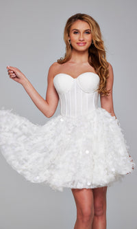 Jovani Strapless Short White Hoco Dress 38248