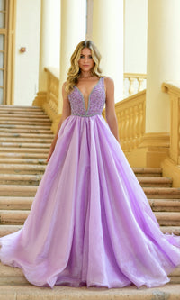 Deep V-Neck Long Prom Ball Gown: Ava Presley 38342