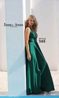 V-Neck Long A-Line Prom Dress: Jessica Angel 385