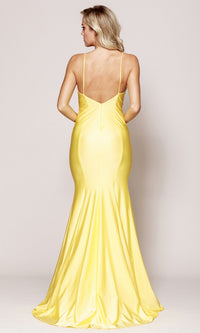 Open-Back Deep V-Neck Long Prom Dress 386