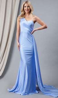 Side-Cape One-Shoulder Long Prom Dress 387