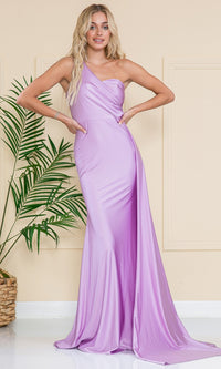 Side-Cape One-Shoulder Long Prom Dress 387