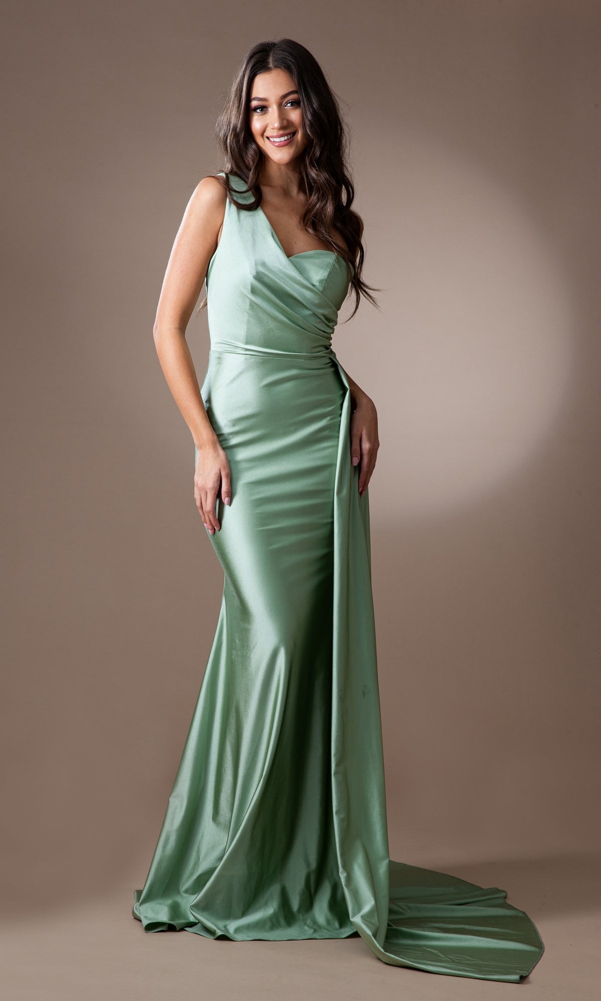 Side-Cape One-Shoulder Long Prom Dress 387