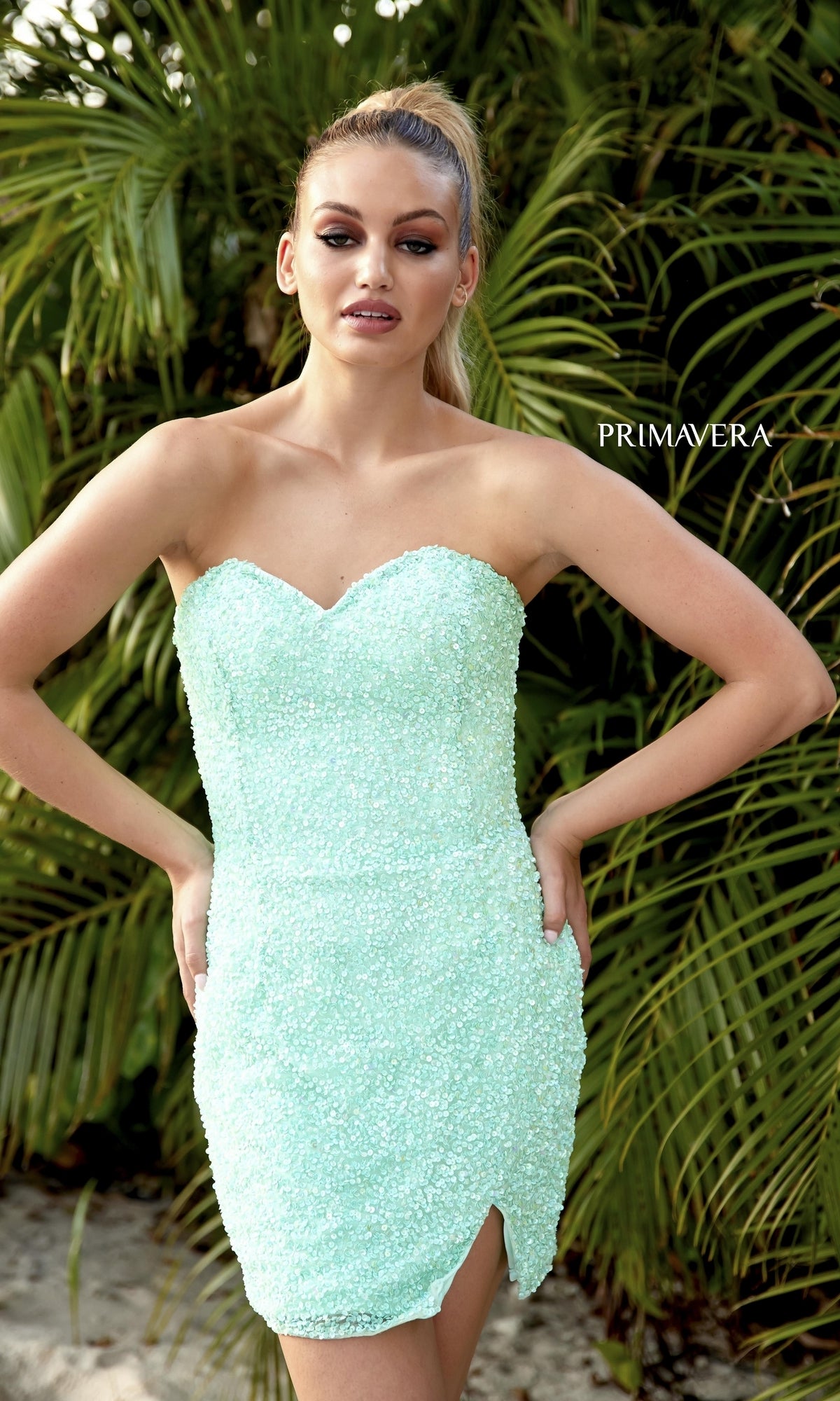 Strapless Sweetheart Sequin Homecoming Dress 3899