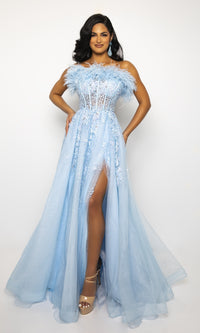 Feather Long Prom Ball Gown: Ava Presley 39232