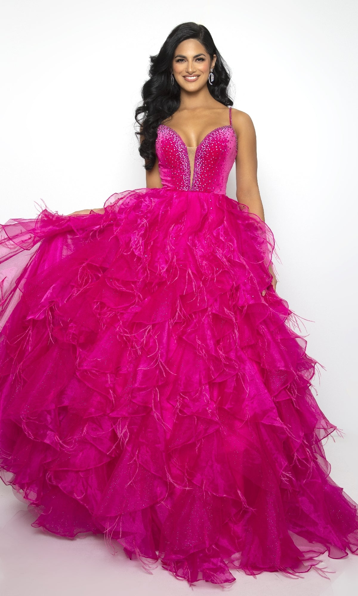 Long Ruffled Prom Ball Gown: Ava Presley 39554