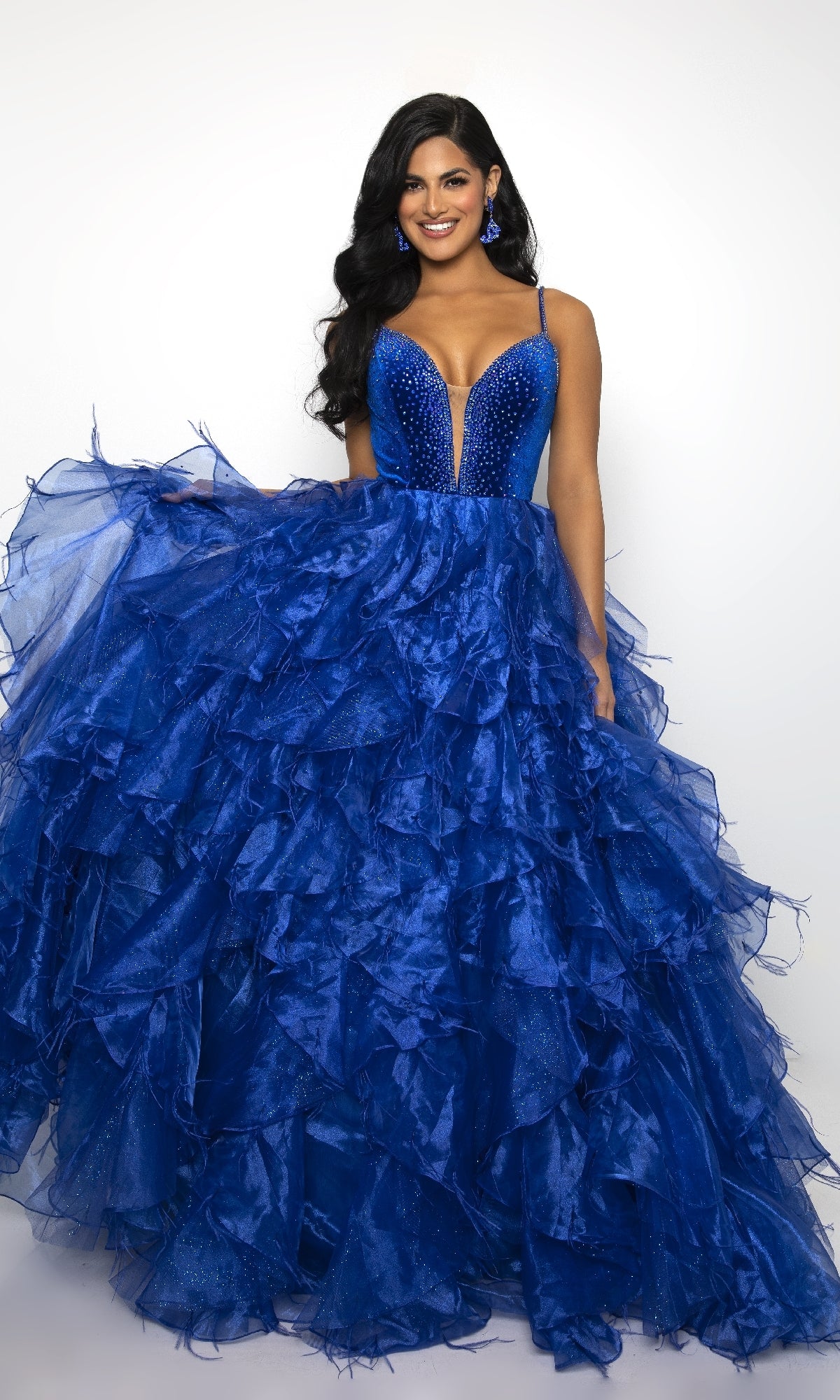 Long Ruffled Prom Ball Gown: Ava Presley 39554