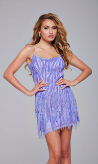 Jovani Fringed Short Sequin Homecoming Dress 39628