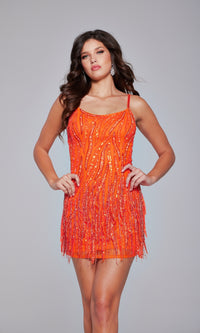 Jovani Fringed Short Sequin Homecoming Dress 39628