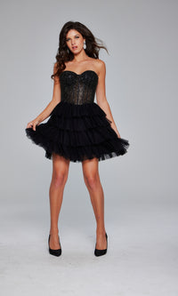 Jovani Short Strapless Homecoming Dress 39629