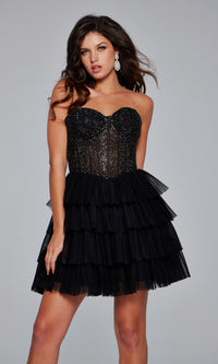 Jovani Short Strapless Homecoming Dress 39629