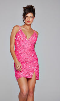 Jovani Lace-Up Short Beaded Homecoming Dress 39630