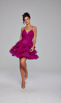 Short Ruffled A-Line Hoco Dress: Jovani 39655