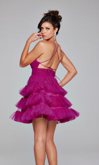 Short Ruffled A-Line Hoco Dress: Jovani 39655