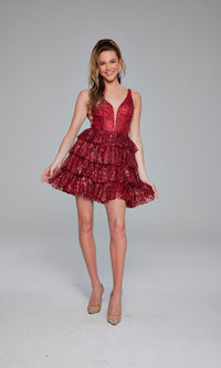 Ruffled Short Glitter Hoco Dress: Jovani 39700