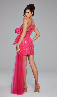 Side-Bow Short Sequin Hoco Dress: Jovani 39705