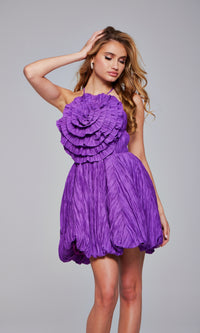 Rosette Short Bubble Hoco Dress: Jovani 39741