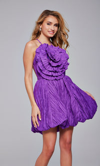 Rosette Short Bubble Hoco Dress: Jovani 39741