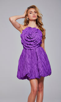 Rosette Short Bubble Hoco Dress: Jovani 39741