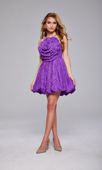 Rosette Short Bubble Hoco Dress: Jovani 39741