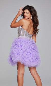 Strapless Short Purple Hoco Dress: Jovani 39748