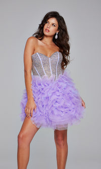 Strapless Short Purple Hoco Dress: Jovani 39748