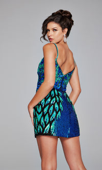 Short Sequin-Print Hoco Dress: Jovani 39907